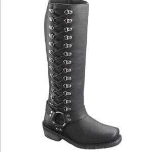 Harley Davidson Romy Corset Style Motorcycle Boots Black- Women's Size 9.5